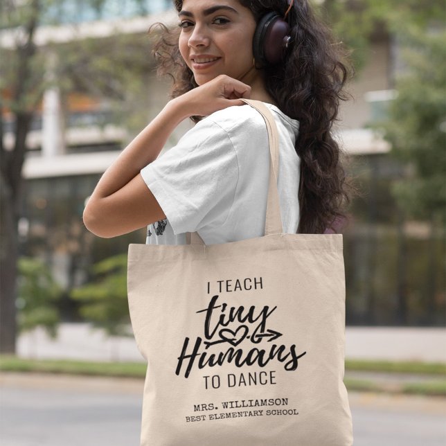 Personalisierte Tanzlehrerin Skripttypografie Tragetasche (Von Creator hochgeladen)