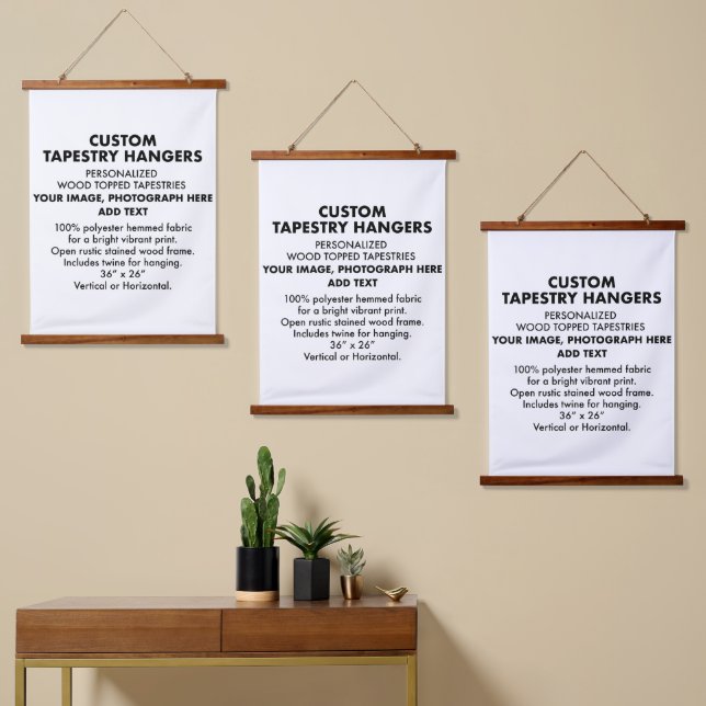 Personalisierte TAPESTRY-HANGERS 26"x36" (x3) Wandteppich Mit Holzrahmen (Asymmetrisch)