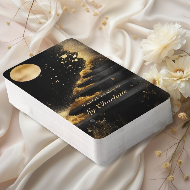 Personalisierte Tarot Cards Schwarz & Gold Moon Ed Spielkarten (Personalized Tarot Cards-Black & Gold Moon Edition with your name.)