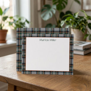 Personalisierte Tartan-Notizkarte mit Karohintergr Mitteilungskarte