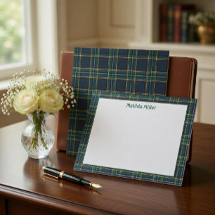 Personalisierte Tartan-Notizkarte mit Karohintergr Mitteilungskarte