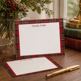 Personalisierte Tartan-Notizkarte mit Karomuster-H Mitteilungskarte