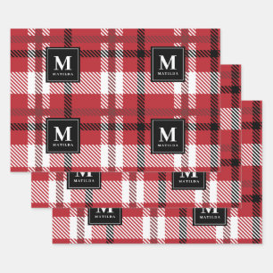 Personalisierte Tartan-Weihnachtszeit Geschenkpapier Set