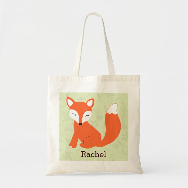 Personalisierte Tasche grünes niedliches BabyFox (Vorne)