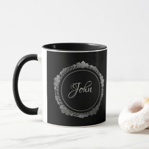Personalisierte Tasse aus Schwarz und Silber
