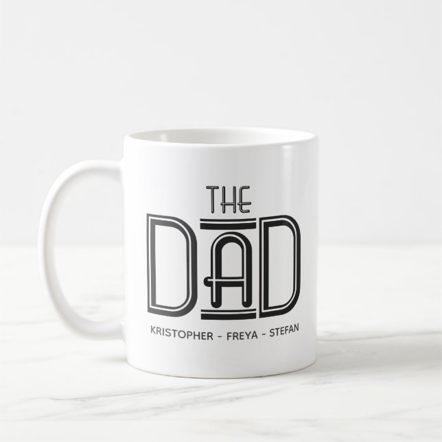 Personalisierte Tasse cooler Schwarz-weißer Vater (Links)