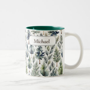 Personalisierte Tasse der Aquarellbäume