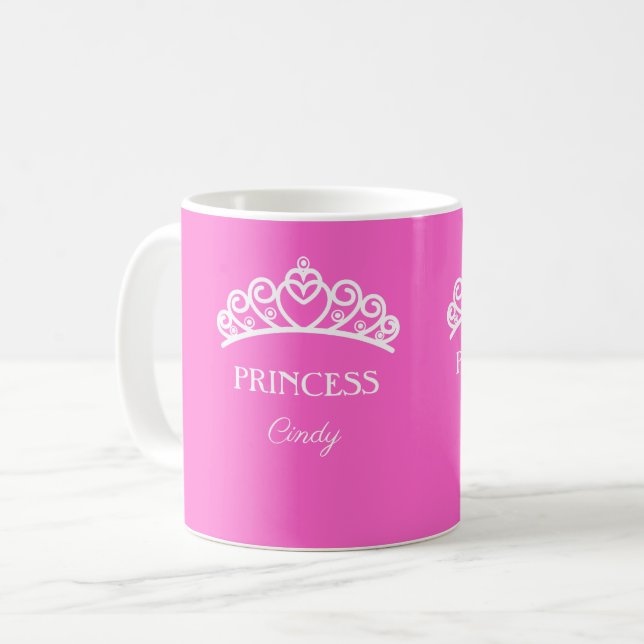Personalisierte Tasse der Prinzessin in Rosa mit N (Vorderseite Links)
