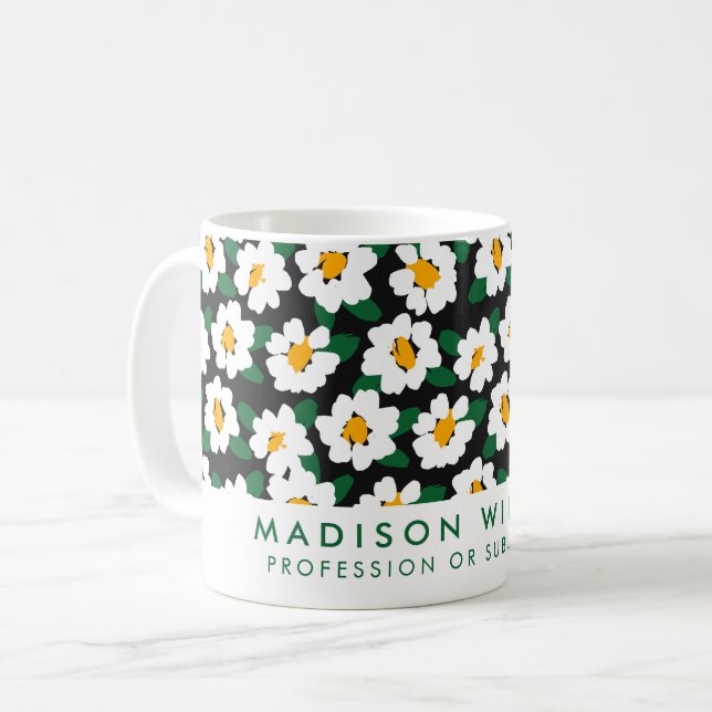 Personalisierte Tasse der White Daisy Blume | Indi (Vorderseite Links)