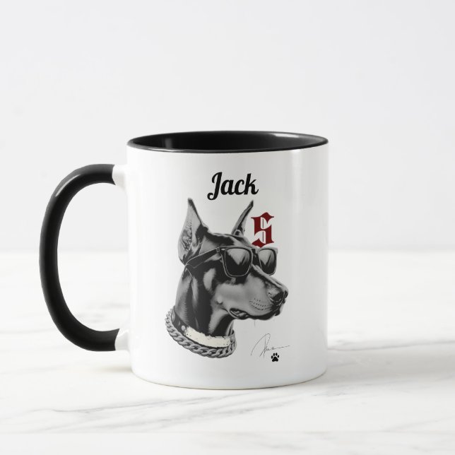 Personalisierte Tasse des Hundes mit Name (Links)
