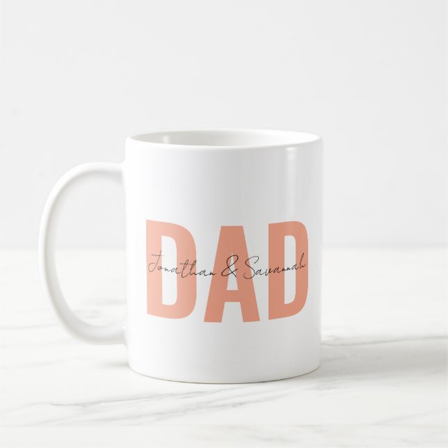 Personalisierte Tasse des Vaters mit Kids Name ・Cu (Links)