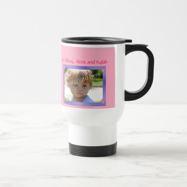 Personalisierte Tasse lila mit rosa Herz-Feld (Rechts)