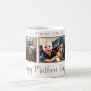 personalisierte Tasse mit 3 FOTO-ROSEN-GOLDmütter