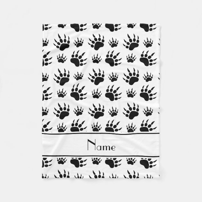 Personalisierte Tatzennamensdrucke des weißen Fleecedecke (Vorderseite)