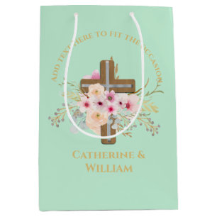 Personalisierte Taufe & Christening Blumenkreuz Mittlere Geschenktüte