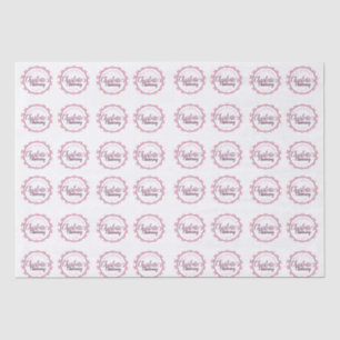 Personalisierte Taufe des rosa u. weißen Seidenpapier
