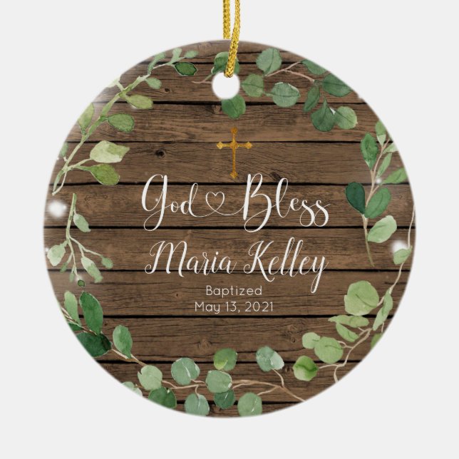 Personalisierte Taufe für Junge oder Mädchen im Gr Keramik Ornament (Vorne)