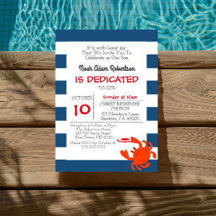 Personalisierte Taufe für Navy Nautical Crab Einladung