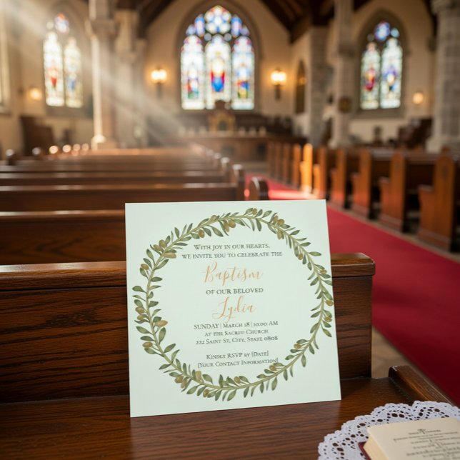 Personalisierte Taufe für Olivenkranke Feiertagskarte (Von Creator hochgeladen)