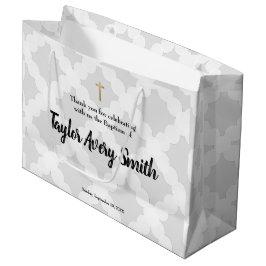 Personalisierte Taufe Gray Gold Cross Baby Große Geschenktüte