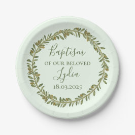 Personalisierte Taufe Kunststoffplatte mit Oliven Pappteller
