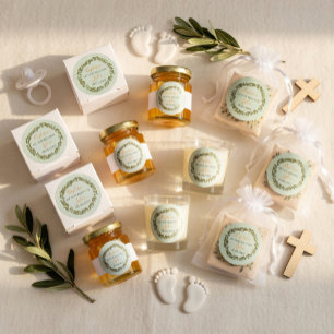 Personalisierte Taufe Olivenhaine Runder Aufkleber