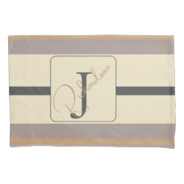 Personalisierte Taupe-Gold-Streifen-Moderne Neutra Kissenbezug