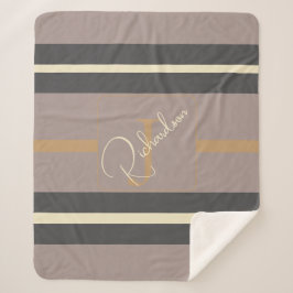Personalisierte Taupe-Gold-Streifen Moderne Neutra Sherpadecke
