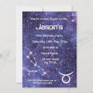 Personalisierte Taurus-Sternzeichen-Galaxyparty Einladung