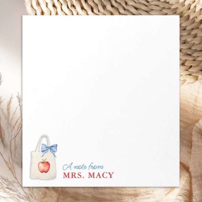 Personalisierte Teacher Wasserfarbe Tasche mit Bow Notizblock (Von Creator hochgeladen)