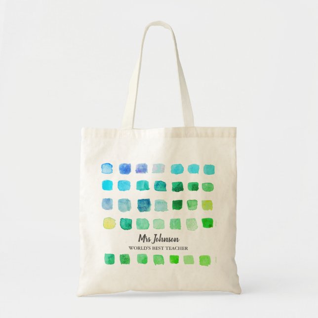 Personalisierte Teacher's Green Tote Bag Tragetasche (Vorne)