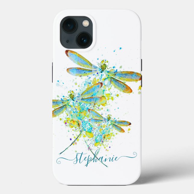 Personalisierte Teal-Libelle Spritzer  Case-Mate iPhone Hülle (Rückseite)