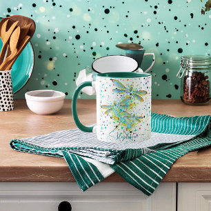 Personalisierte Teal-Libelle-Spritzer-Kaffeetasse Tasse