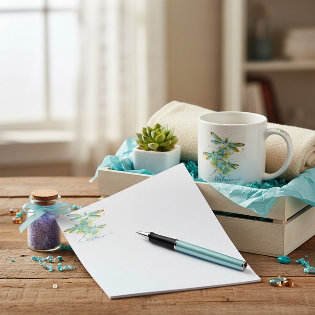 Personalisierte Teal-Libelle Spritzer  Notizblock (Von Creator hochgeladen)