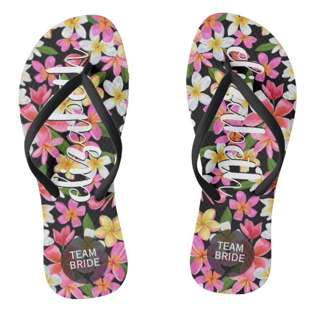 Personalisierte Team Bride Tropical Blume Flip Flops (Fußbett)