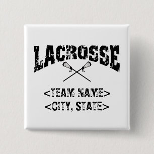 Personalisierte Team-Stadt-Staatlacrosse-T - Button