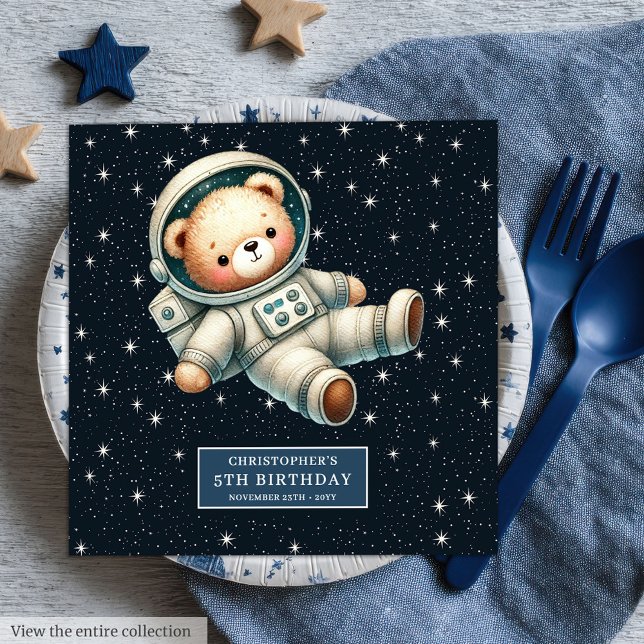 Personalisierte Teddy Bären Astronauten Neapel für Serviette (Personalized Teddy Bear Astronaut Napkins for Boys)