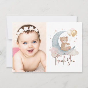 Personalisierte Teddybär-Foto-Dankeschön-Karte Einladung