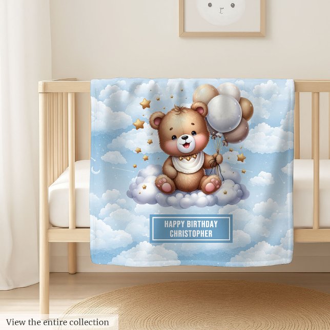 Personalisierte Teddydecke für das erste Jahr Fleecedecke (Personalized teddy blanket for baby’s first year)