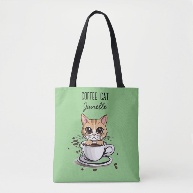 Personalisierte Teekatze Design Totbeutel (Vorderseite)