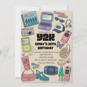 Personalisierte Teen Y2K Geburtstagsfeier Einladung