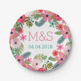 Personalisierte Teller Boho Blumenhandschrift