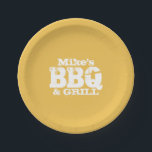 Personalisierte Teller für GRILLEN Party<br><div class="desc">Personalisierte Teller für GRILLEN Party. Benutzerdefinierte Hintergrundfarbe ist gelb. Niedliche Idee für Grillabende im Freien,  Grillabende,  Grillabende,  etc. Schönes Design für Geburtstag,  Hauswärmung,  Party am Wochenende etc.</div>