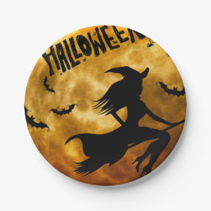 Personalisierte Teller von Halloween-Hexenpapier