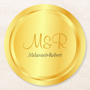 Personalisierte Template Imitats Gold Moderne Runder Pappuntersetzer