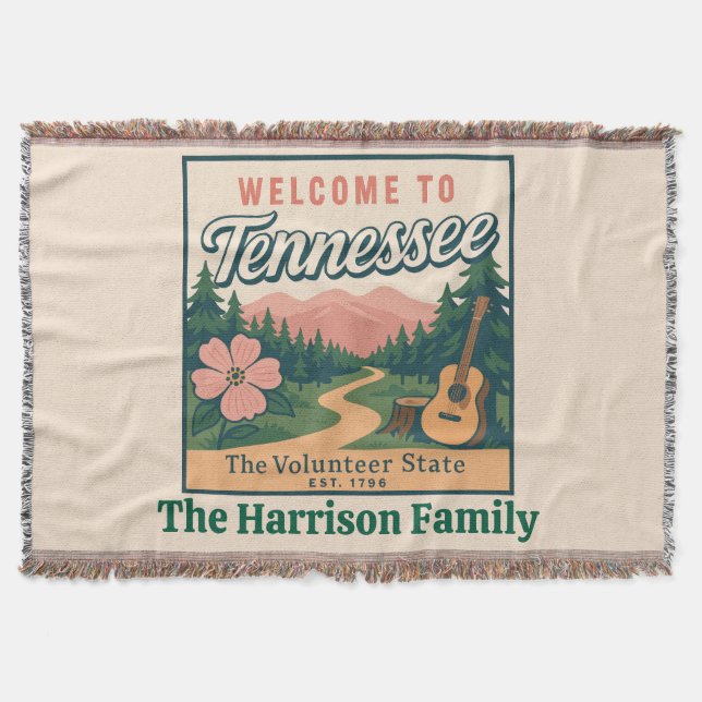Personalisierte Tennessee-Wurfdecke Decke (Vorderseite)