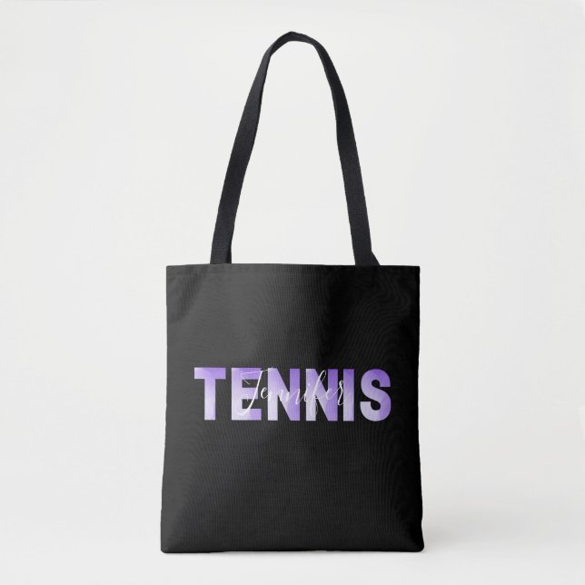 Personalisierte Tennis Girls Name Lila Ombre Text (Vorderseite)