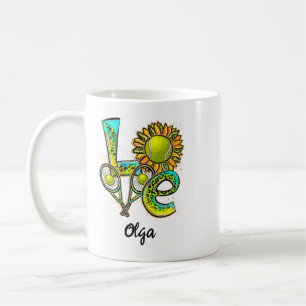 Personalisierte Tennisliebe Frohen Tennis Tag Kaffeetasse
