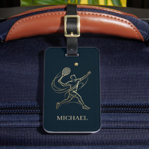 Personalisierte Tennistrainer-Tags in Dunkelblau Gepäckanhänger