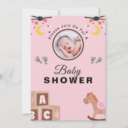 Personalisierte Text- und Foto-Babydusche Einladung